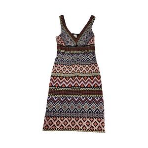 Akemi + Kin Women's Geometric Embroidered V-Neck Sheath Dress Size 2